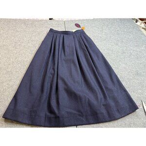 The Villager A-Line Skirt Women's 8 Blue Wool Lined Pockets Pleated Side Zip